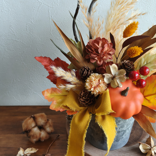 実りの秋色アレンジメント 秋冬新作2025 ハロウィン かぼちゃ