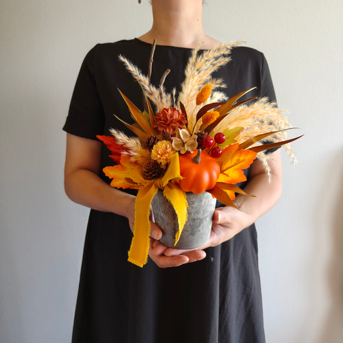 実りの秋色アレンジメント 秋冬新作2025 ハロウィン かぼちゃ