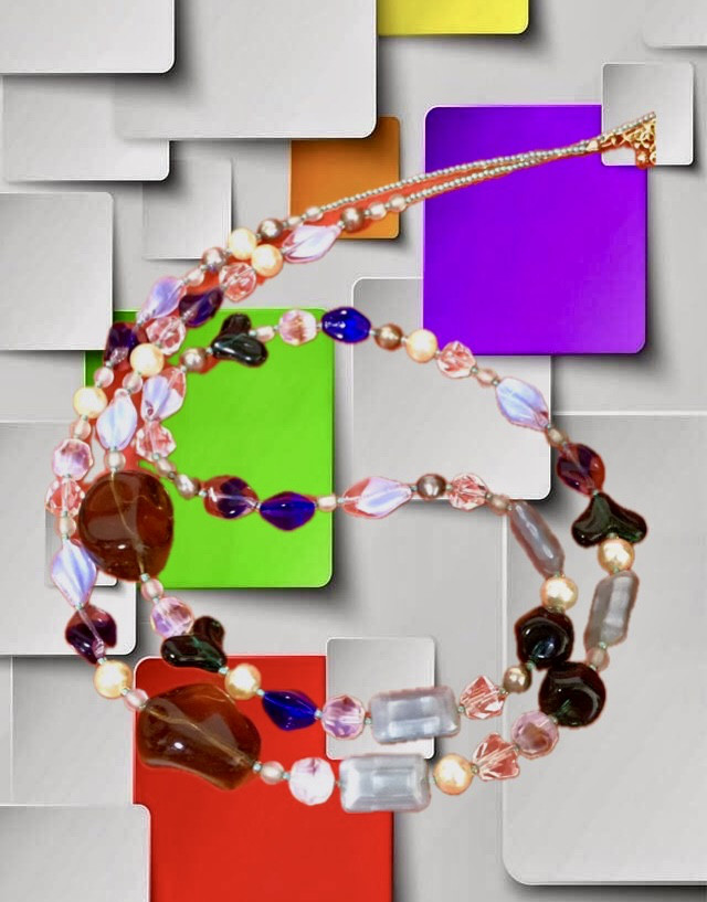 ハートビーズロングネックレス