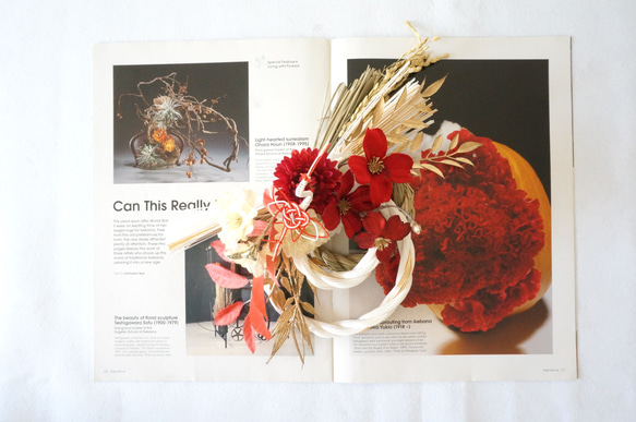 【11月・早割お正月2026】紅白カラー・菊と鶴のお正月飾り~ver2~ 5枚目の画像