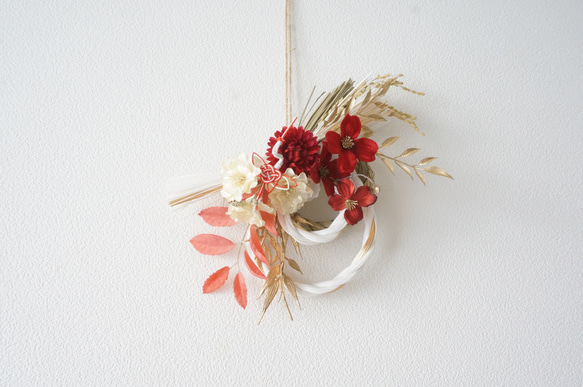 【11月・早割お正月2026】紅白カラー・菊と鶴のお正月飾り~ver2~ 7枚目の画像