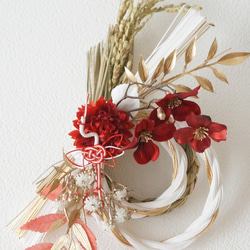 【11月・早割お正月2026】紅白カラー・菊と鶴のお正月飾り~ver2~ 4枚目の画像