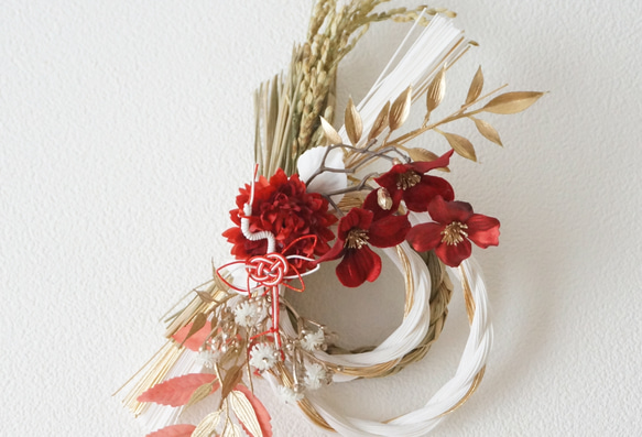 【11月・早割お正月2026】紅白カラー・菊と鶴のお正月飾り~ver2~ 4枚目の画像