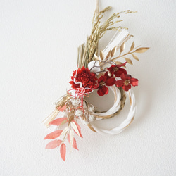 【11月・早割お正月2026】紅白カラー・菊と鶴のお正月飾り~ver2~ 3枚目の画像