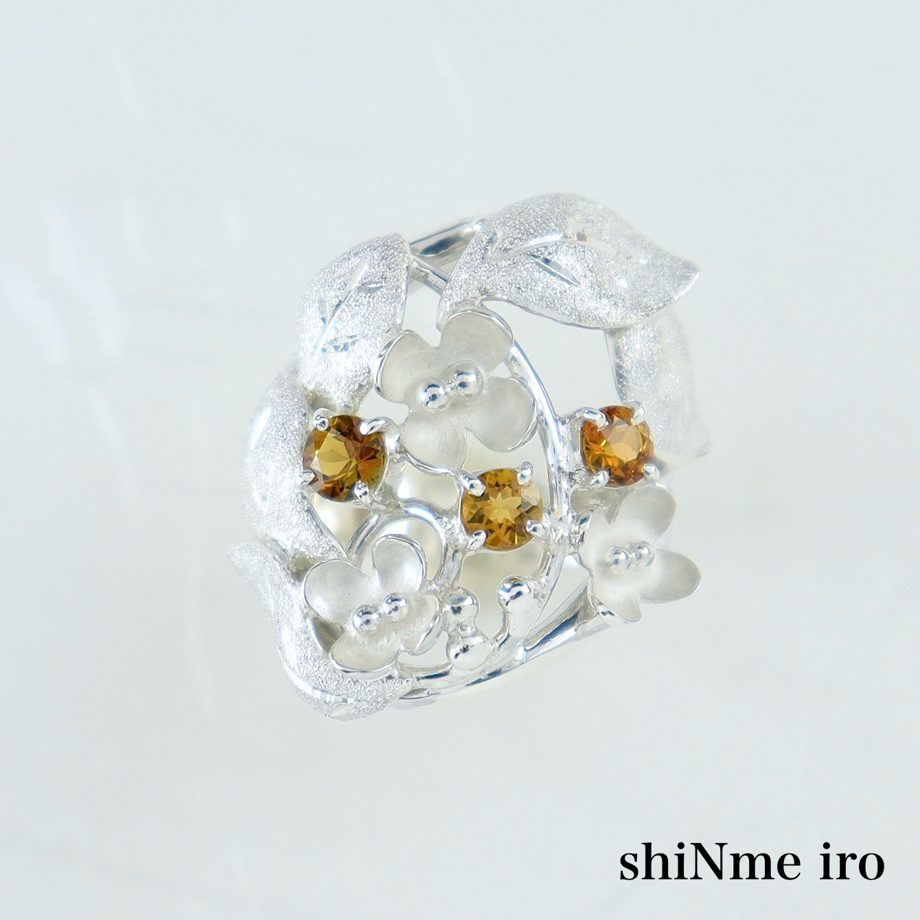 silver950リング　【銀の庭】金木犀　トルマリン