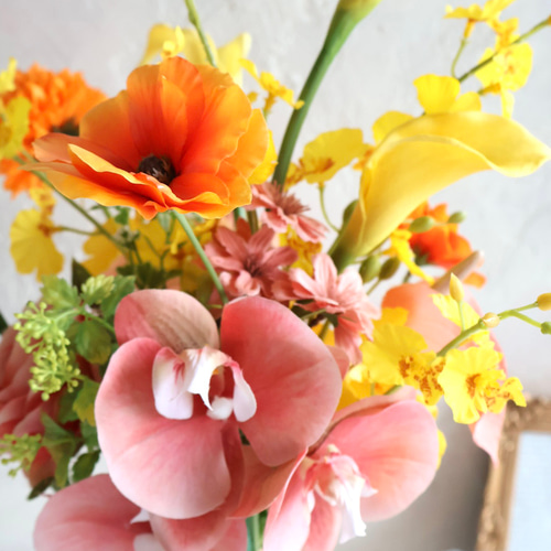 本日発送 オレンジ×サーモンピンク クラッチブーケ 秋婚