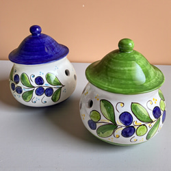 蓋付き陶器 ボンボニエール CAN002 お菓子入れ マヨリカ焼き イタリア