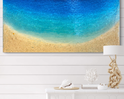 アートパネル ブルームーンビーチ 蒼い海と砂浜 インテリアパネル 90