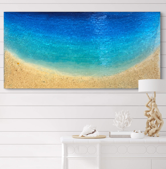 アートパネル ブルームーンビーチ 蒼い海と砂浜 インテリアパネル 90
