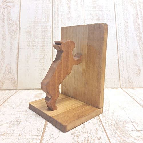 受注制作】犬が支える木製ブックエンド／本立て 全27犬種対応・色が