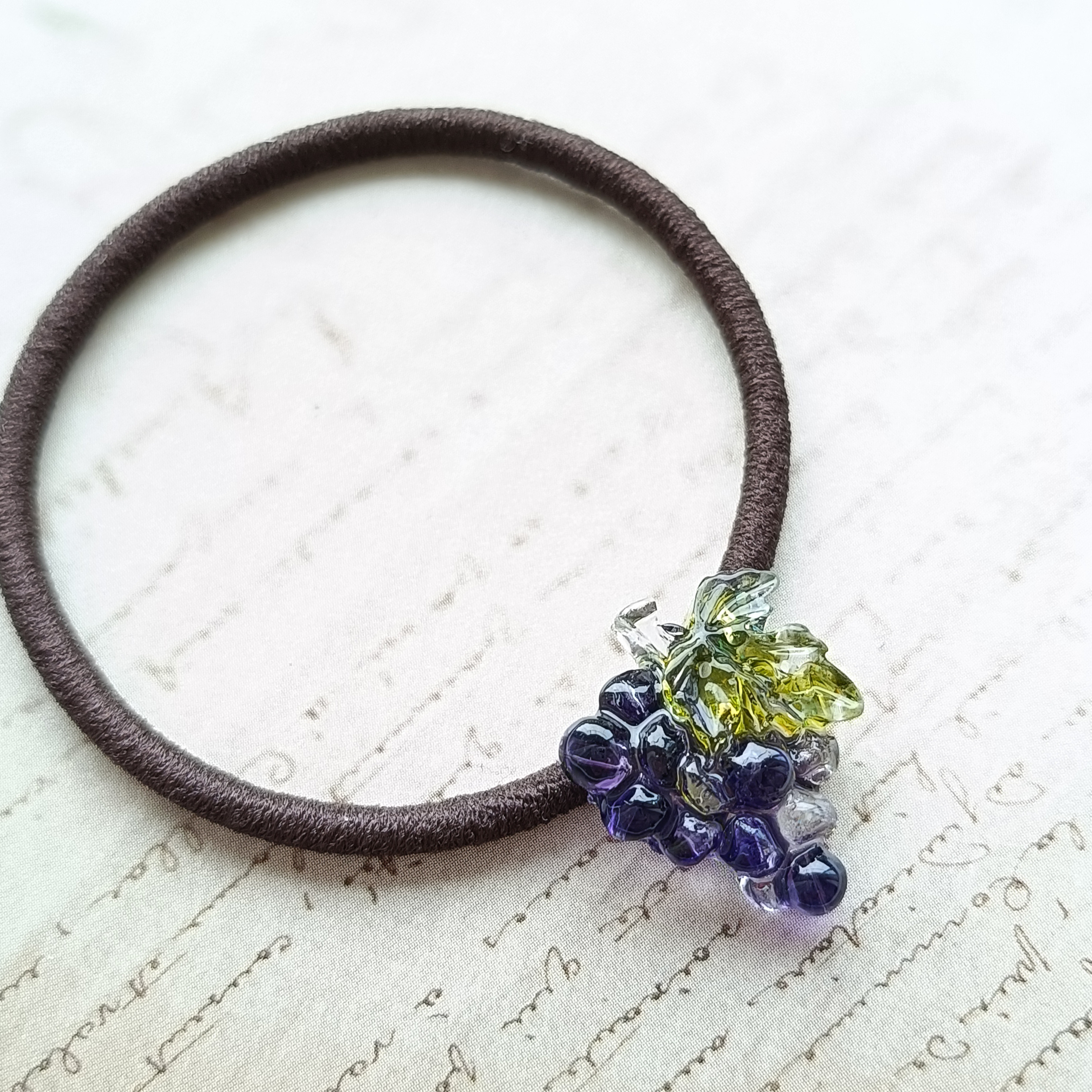 〜Grape Jewelヘアゴム〜　葡萄　ぶどう　ブドウ　プレゼント　クリア　キャンディー　飴　フラワー　チェリー