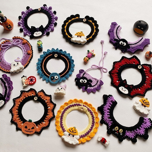 ハロウィン猫&犬&用襟型ペット首輪☆かぼちゃお化け 幽霊 リード