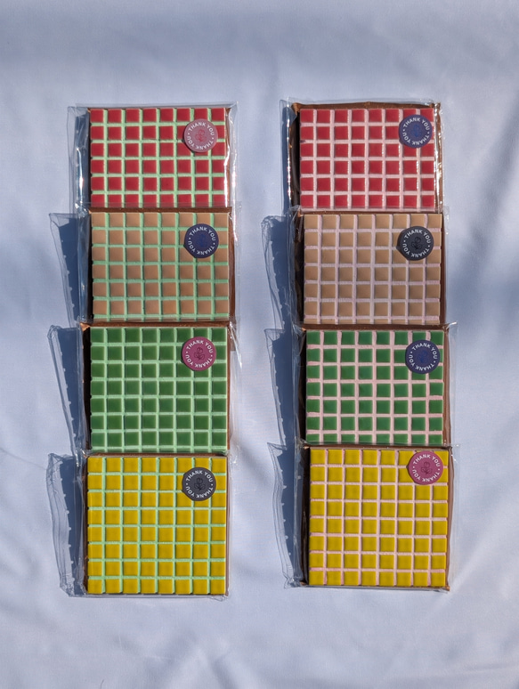 【名古屋モザイクタ使用】食卓を彩るミニ鍋敷き・タイルコースター（М）【送料無料】 2枚目の画像