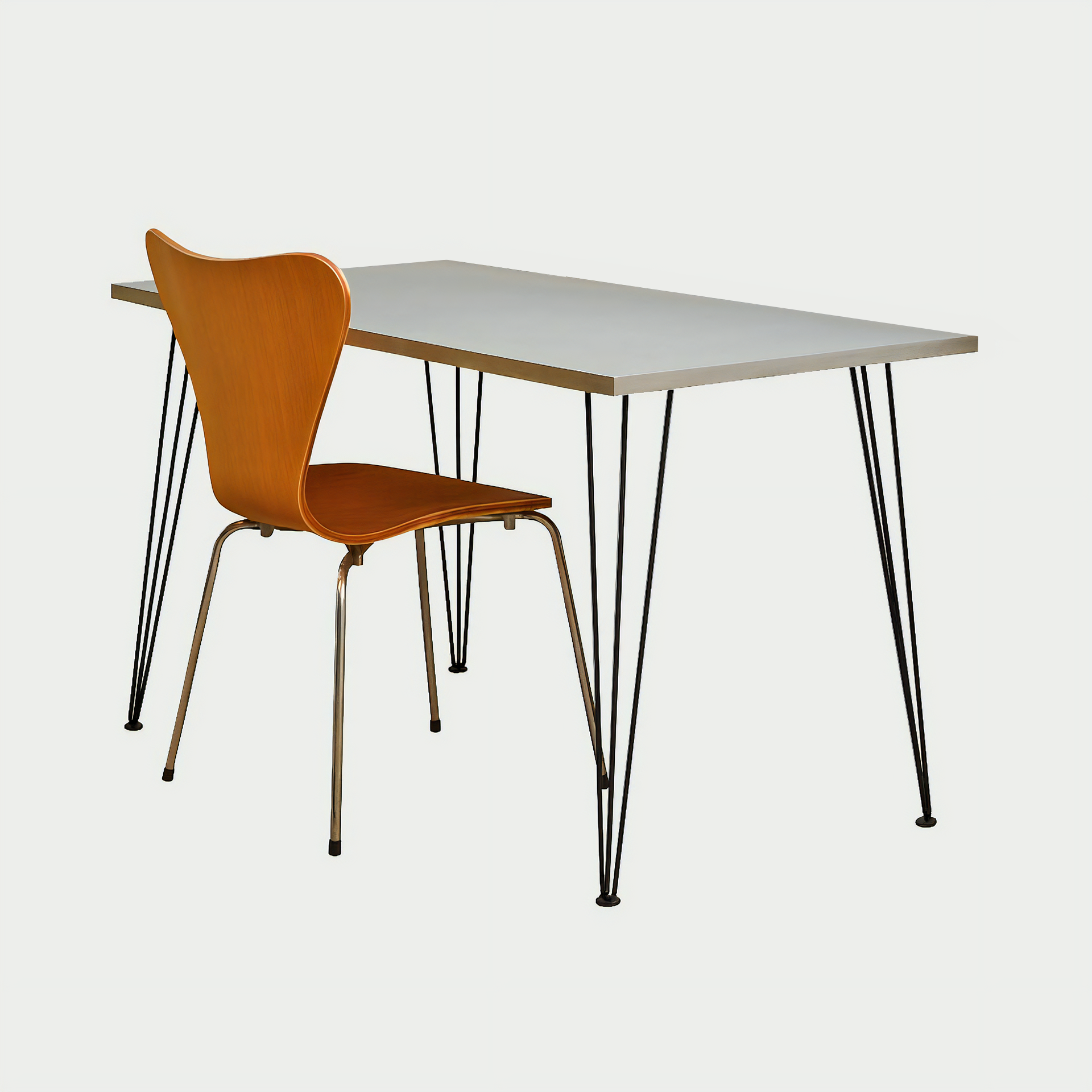 デスク｜ライトグレー｜パソコンデスク｜薄塗りモルタル｜脚タイプ①