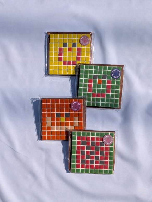 【名古屋モザイクタ使用】食卓を彩るミニ鍋敷き・タイルコースター（М）【送料無料】 3枚目の画像