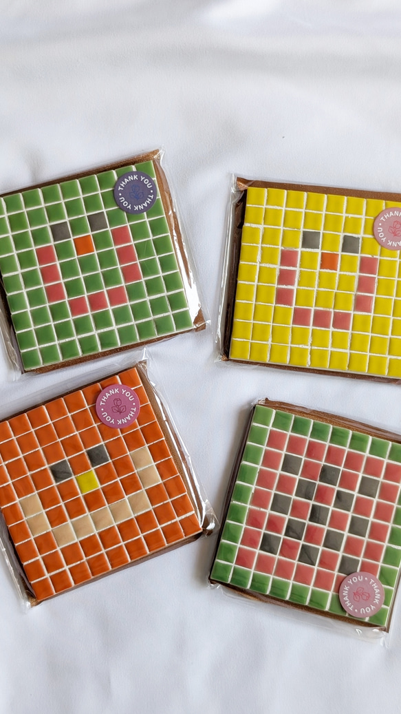 【名古屋モザイクタ使用】食卓を彩るミニ鍋敷き・タイルコースター（М）【送料無料】 2枚目の画像