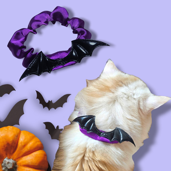 短毛シュシュ(パープル)わんちゃん猫ちゃん用 短毛シュシュ