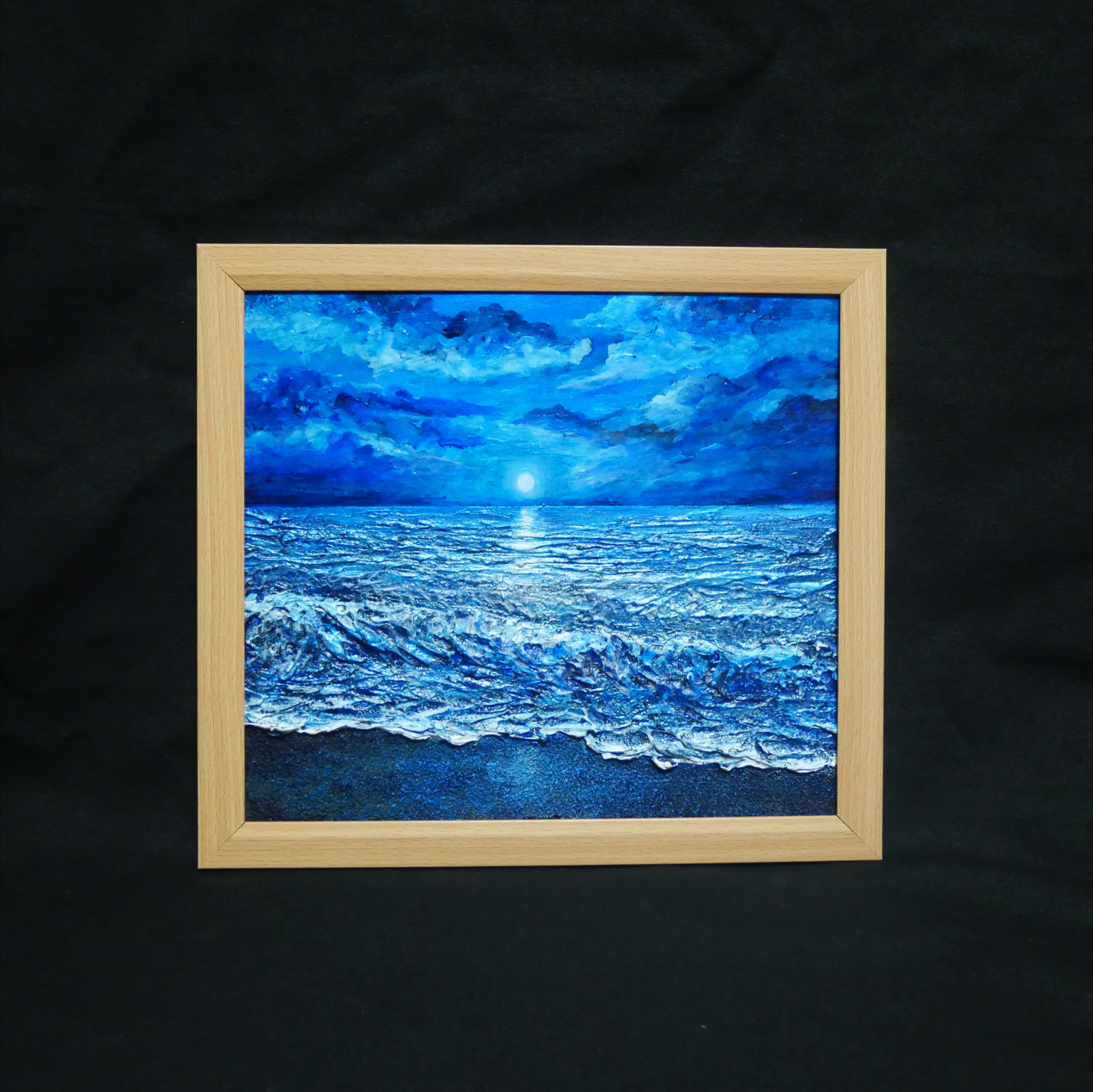 油絵 油彩 油彩画 絵 絵画 【水平線に沈む満月】 【水平線に沈む満月】 絵 絵画 油絵 油彩 油彩画