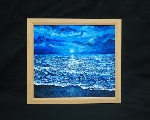 油絵 油彩 油彩画 絵 絵画 【水平線に沈む満月】 0a190a029e9b583c7b4250af2a5244