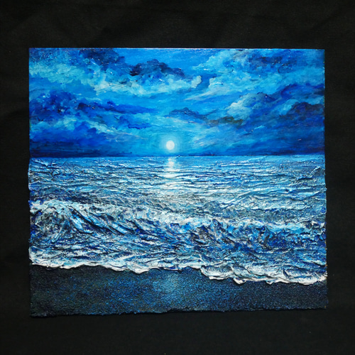 油絵 油彩 油彩画 絵 絵画 【水平線に沈む満月】 油絵 油彩 油彩画 絵 絵画 【水平線に沈む満月】 絵画 HR 通販