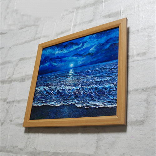 油絵 油彩 油彩画 絵 絵画 【水平線に沈む満月】 絵画 HR 通販