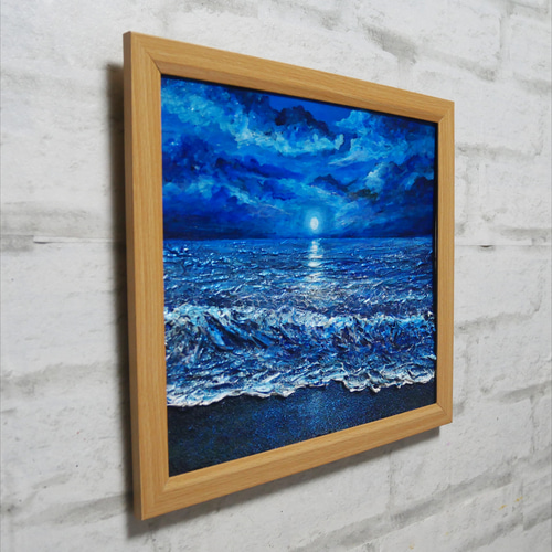 油絵 油彩 油彩画 絵 絵画 【水平線に沈む満月】 絵画 HR 通販