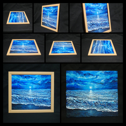 油絵 油彩 油彩画 絵 絵画 【水平線に沈む満月】 絵画 HR 通販