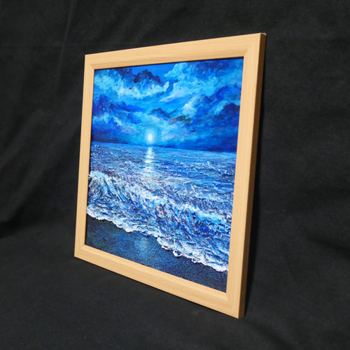 油絵 油彩 油彩画 絵 絵画 【水平線に沈む満月】 絵画 HR 通販