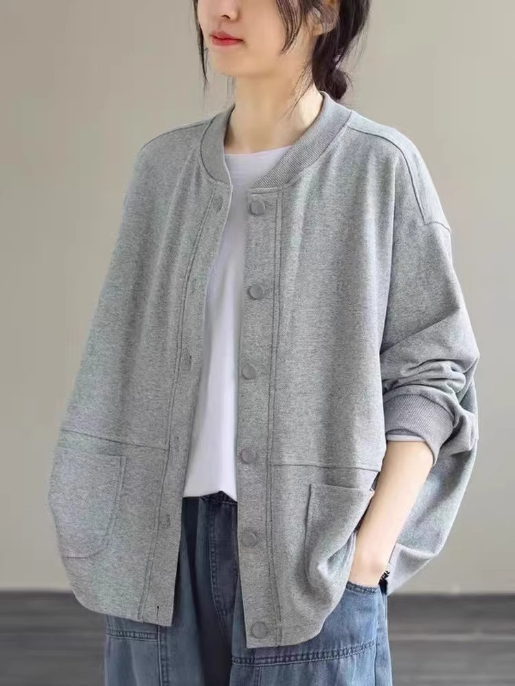 レディース長袖綿スタジャン風ショートアウター