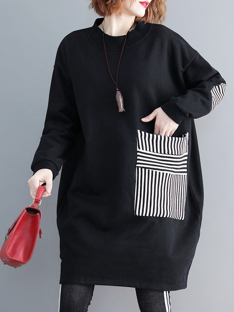 レディース長袖綿スウェットミディ丈ワンピース