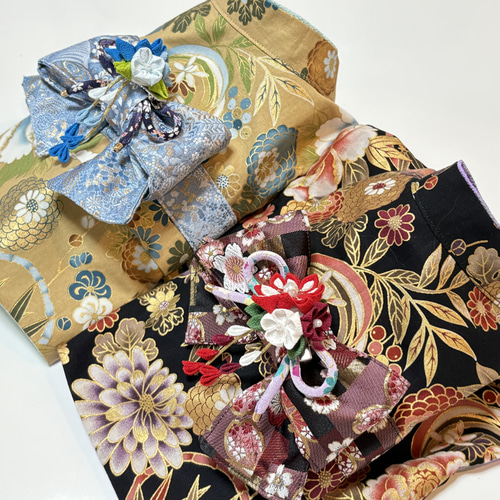 ☆2025新作犬服⭐︎ つまみ細工帯飾り付き 犬用着物 女の子用 和柄