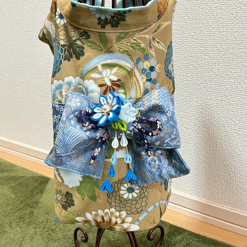 ハンドメイド☆犬浴衣☆富士和柄パッチ☆ベージュ帯