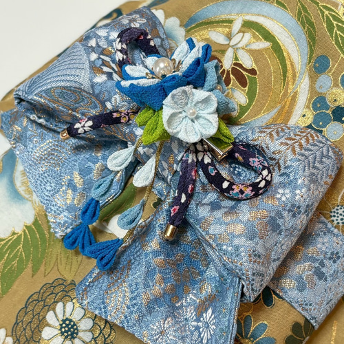 ☆2025新作犬服⭐︎ つまみ細工帯飾り付き 犬用着物 女の子用 和柄