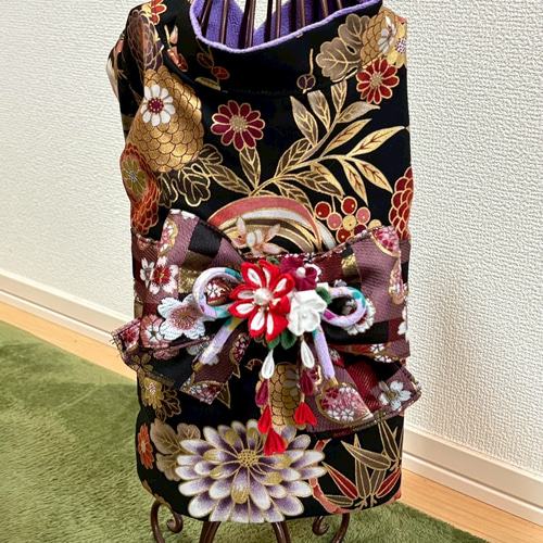 ☆2025新作犬服⭐︎ つまみ細工帯飾り付き 犬用着物 女の子用 和柄