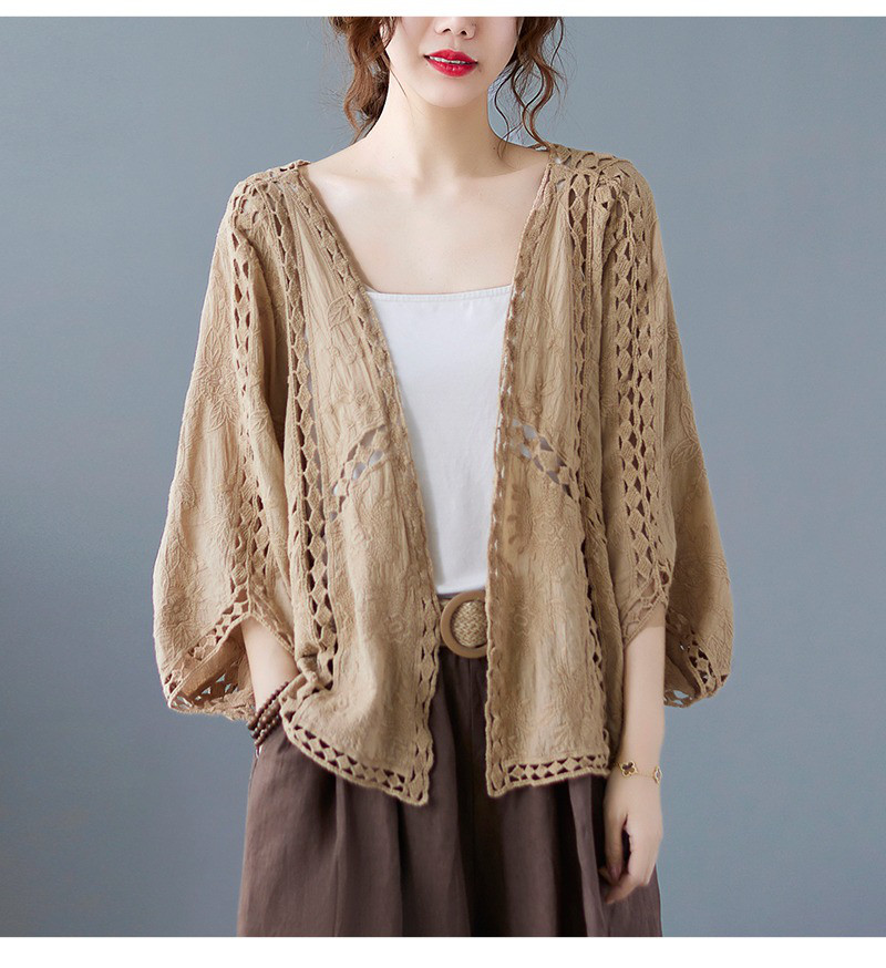 レディース長袖綿ショートアウター