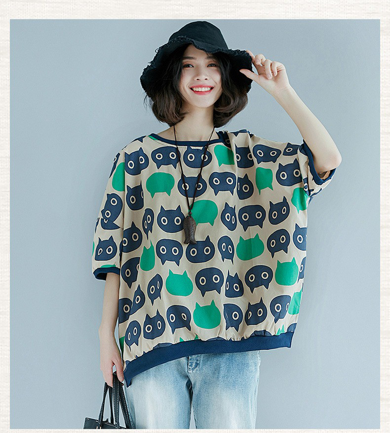 レディース半袖綿ゆったりミディ丈Tシャツトップス