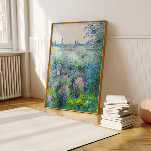 モネ アートポスター 青 緑 印象派 風景画 野原 アンティーク