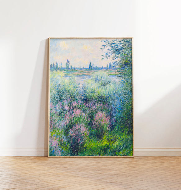 モネ アートポスター 青 緑 印象派 風景画 野原 アンティーク