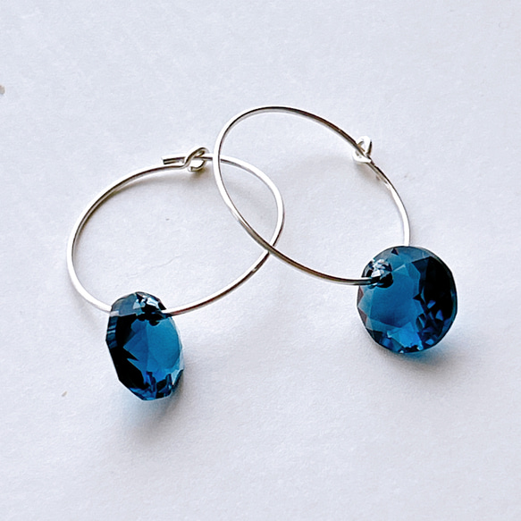 【送料無料】Blanco. silver925 x クリスタル　フープピアス 5枚目の画像