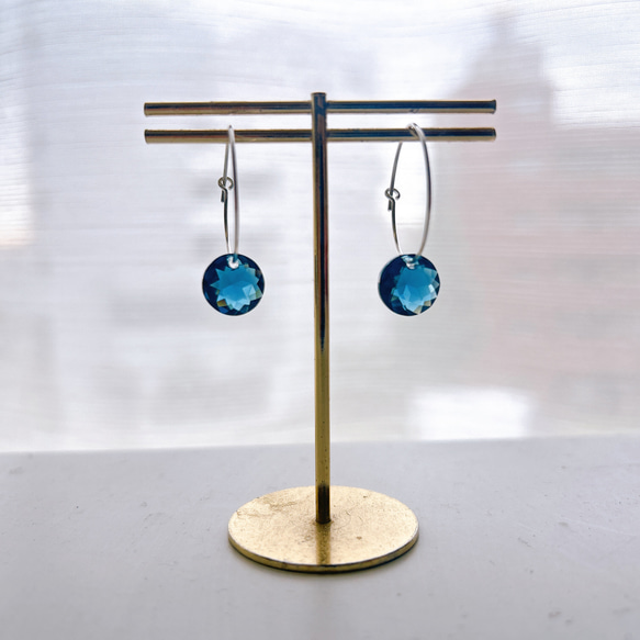 【送料無料】Blanco. silver925 x クリスタル　フープピアス 1枚目の画像