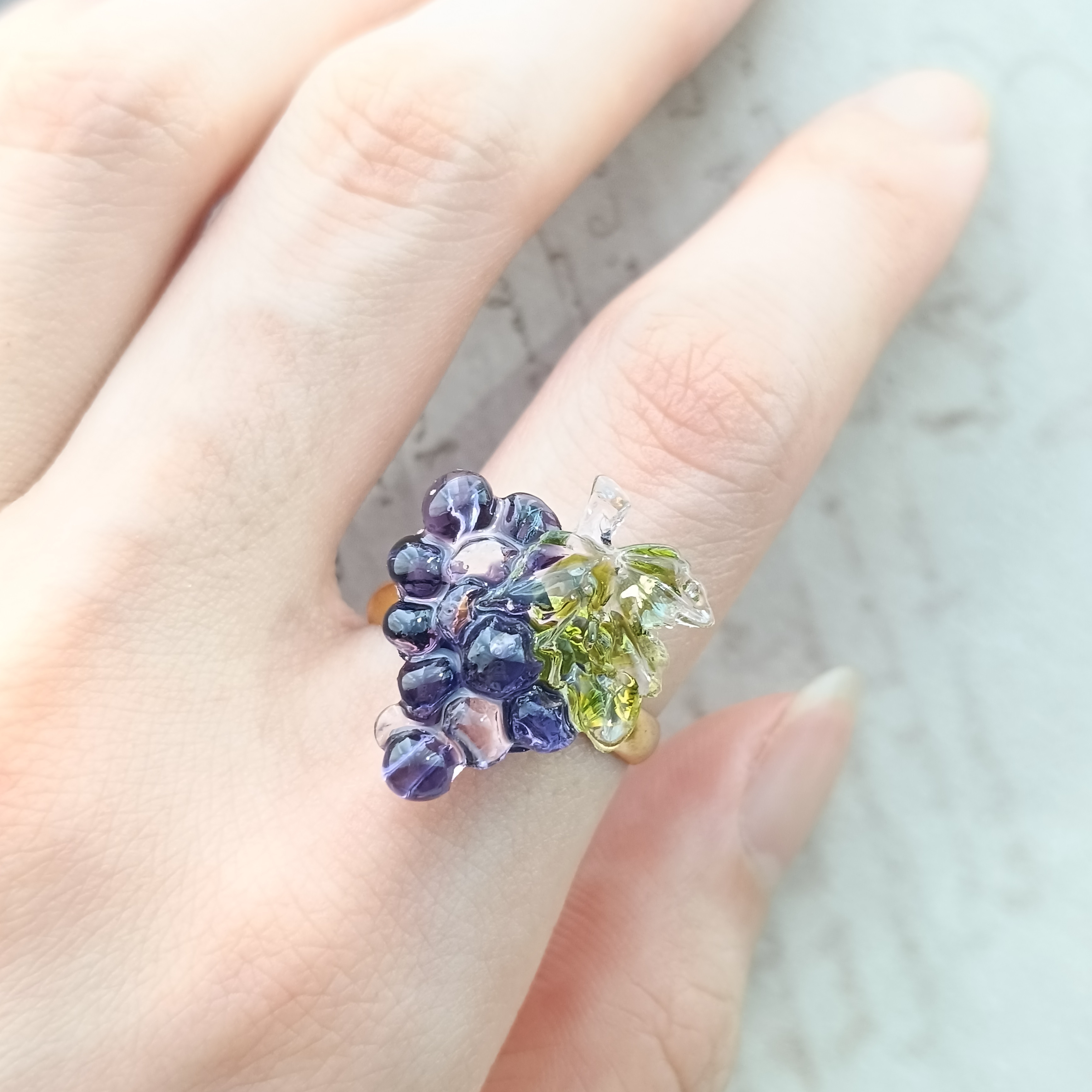 〜Grape Jewelリング〜　葡萄　ブドウ　ぶどう　プレゼント　クリア　キャンディー　飴　フラワー　チェリー
