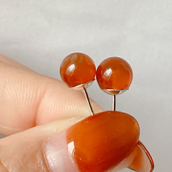 【新入荷】天然瑪瑙　無処理メノウ　ピアス　両耳用　赤瑪瑙 5枚目の画像