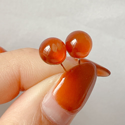 【新入荷】天然瑪瑙　無処理メノウ　ピアス　両耳用　赤瑪瑙 3枚目の画像
