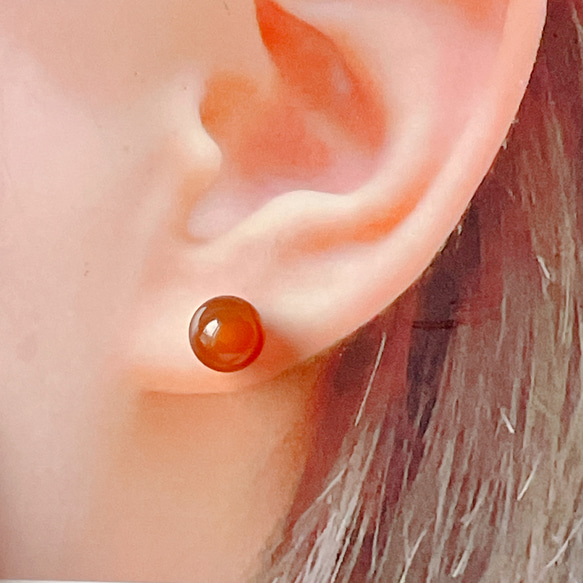 【新入荷】天然瑪瑙　無処理メノウ　ピアス　両耳用　赤瑪瑙 6枚目の画像