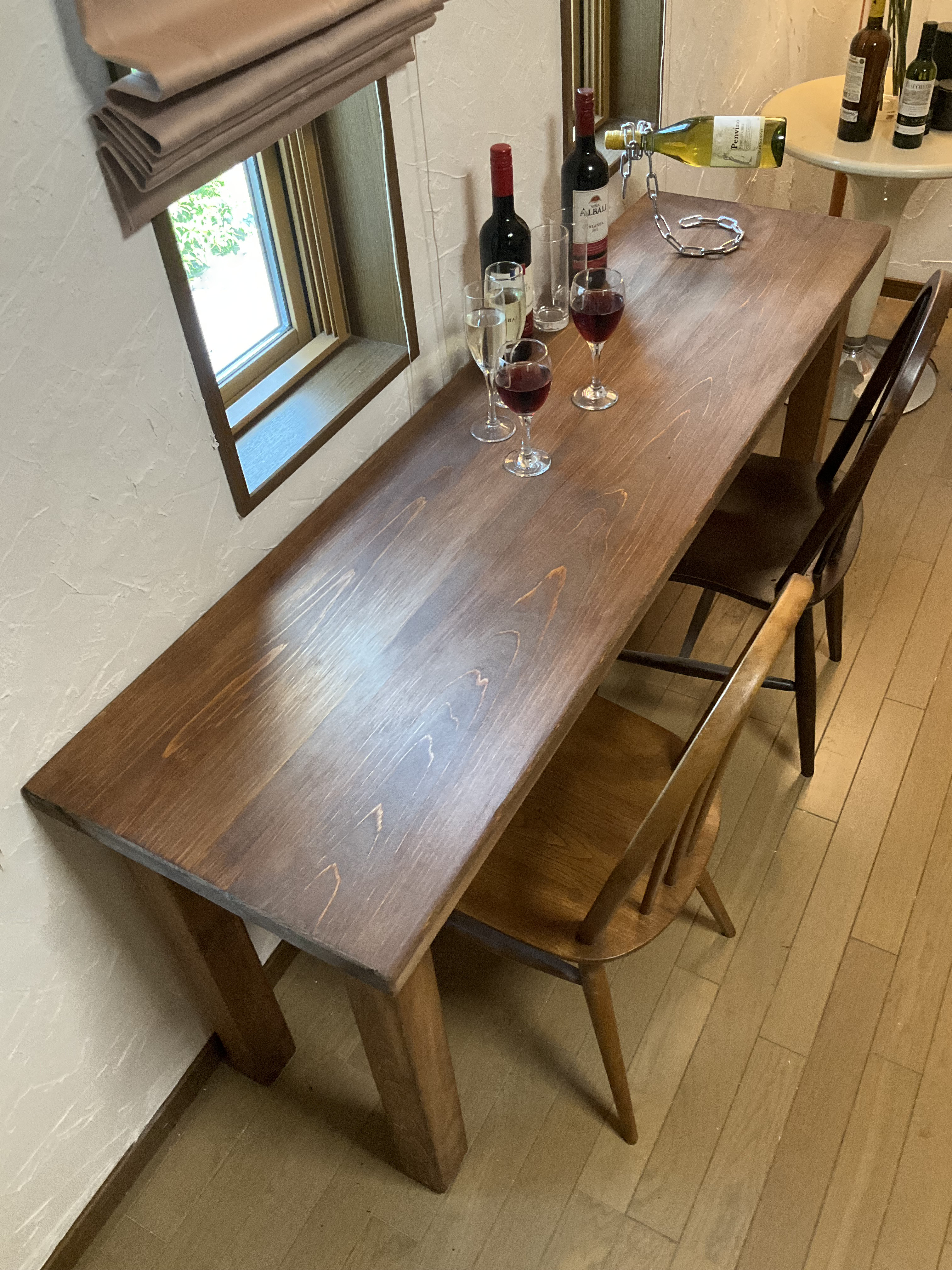 新作♪1000ヒノキ角足ひのき天板100cm奥行約46㎝　カウンターテーブル　　ダイニングテーブル　カウンターテーブル