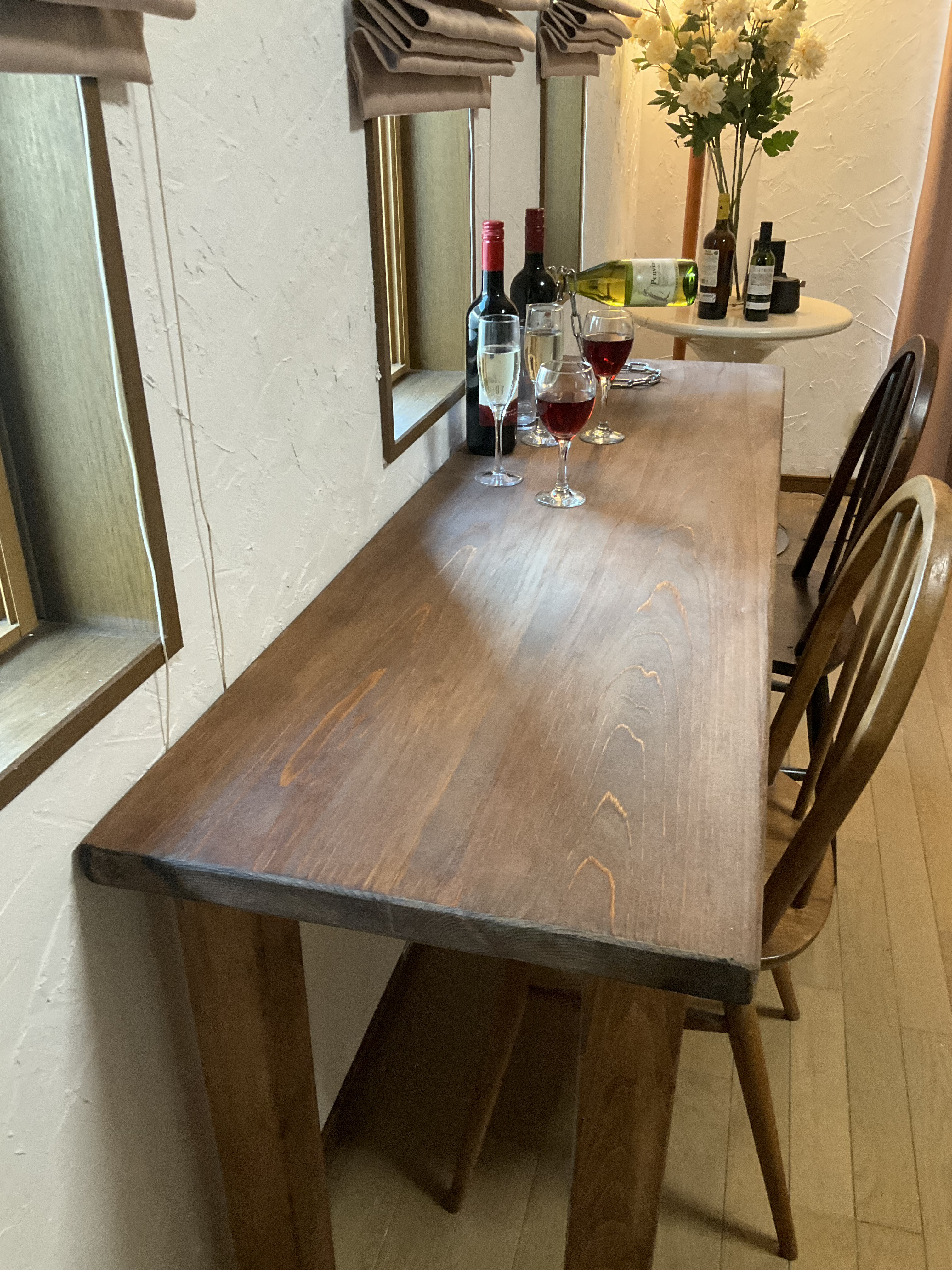 新作♪1000ヒノキ角足ひのき天板100cm奥行約46㎝　カウンターテーブル　　ダイニングテーブル　カウンターテーブル