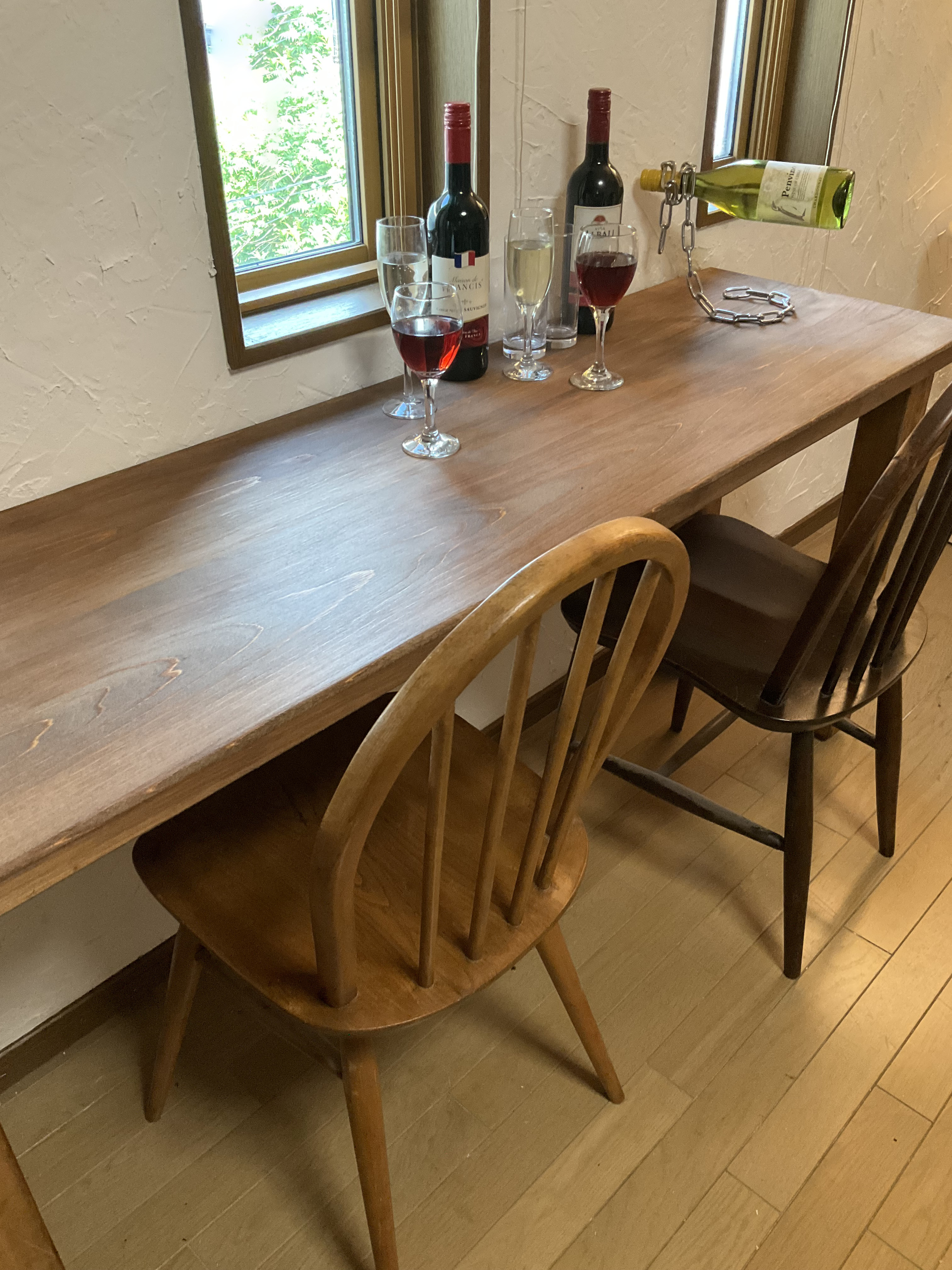 新作♪1000ヒノキ角足ひのき天板100cm奥行約46㎝　カウンターテーブル　　ダイニングテーブル　カウンターテーブル