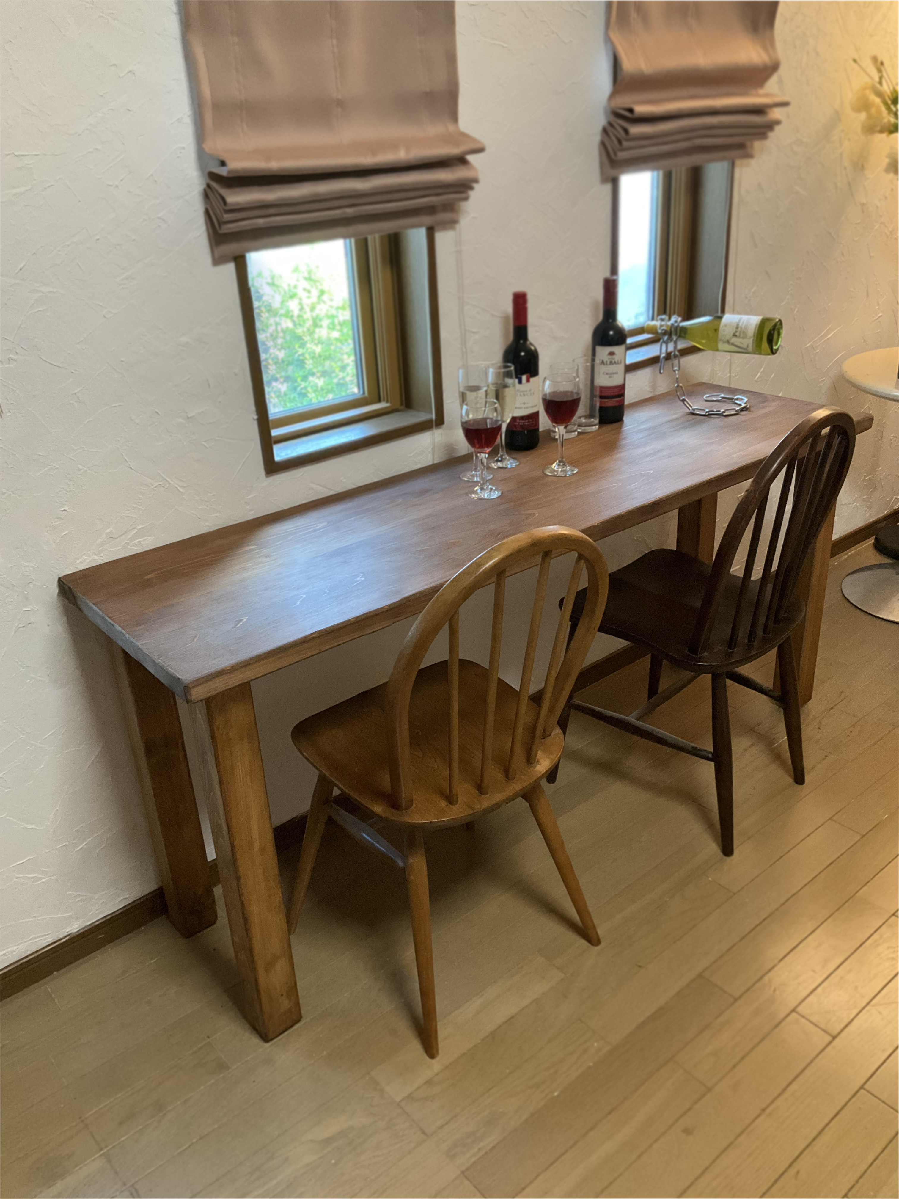 新作♪1000ヒノキ角足ひのき天板100cm奥行約46㎝　カウンターテーブル　　ダイニングテーブル　カウンターテーブル