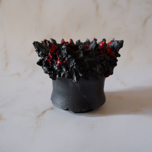 3.5号流紋黒紅鬼鉢235 塊根植物 多肉植物 アガベ 盆栽 植木鉢 作家鉢
