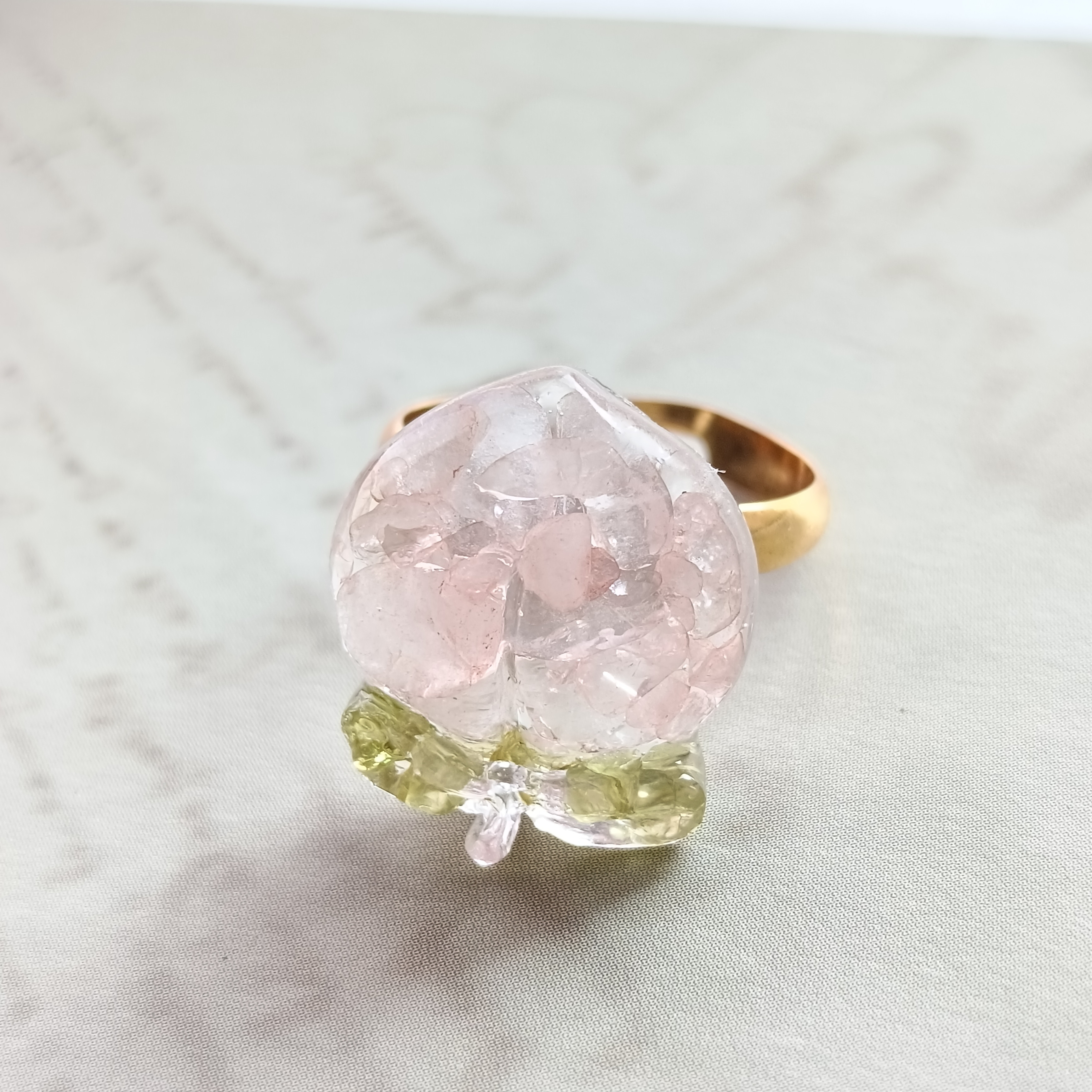 〜Peach Jewelリング〜桃もも　葡萄　ブドウ　ぶどう　プレゼント　クリア　キャンディー　飴　フラワー　チェリー